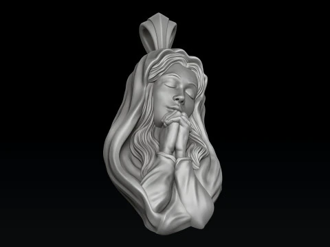 聖聖母マリア ペンダント 3D プリント モデル 3Dプリントモデル