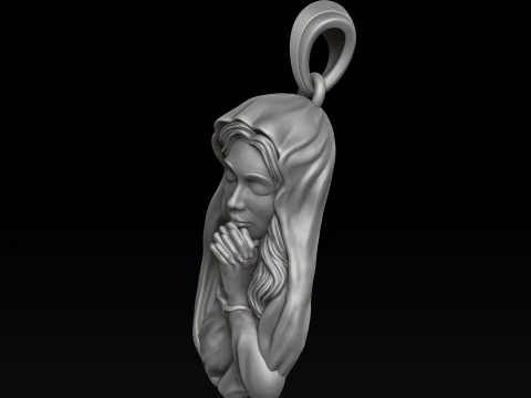 聖聖母マリア ペンダント 3D プリント モデル 3Dプリントモデル