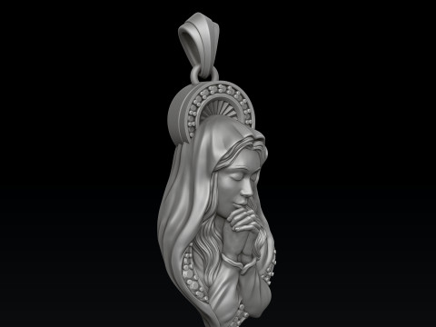 Saint Holy Virgin Mary Pendant With Gems 3D print model 3Dプリントモデル