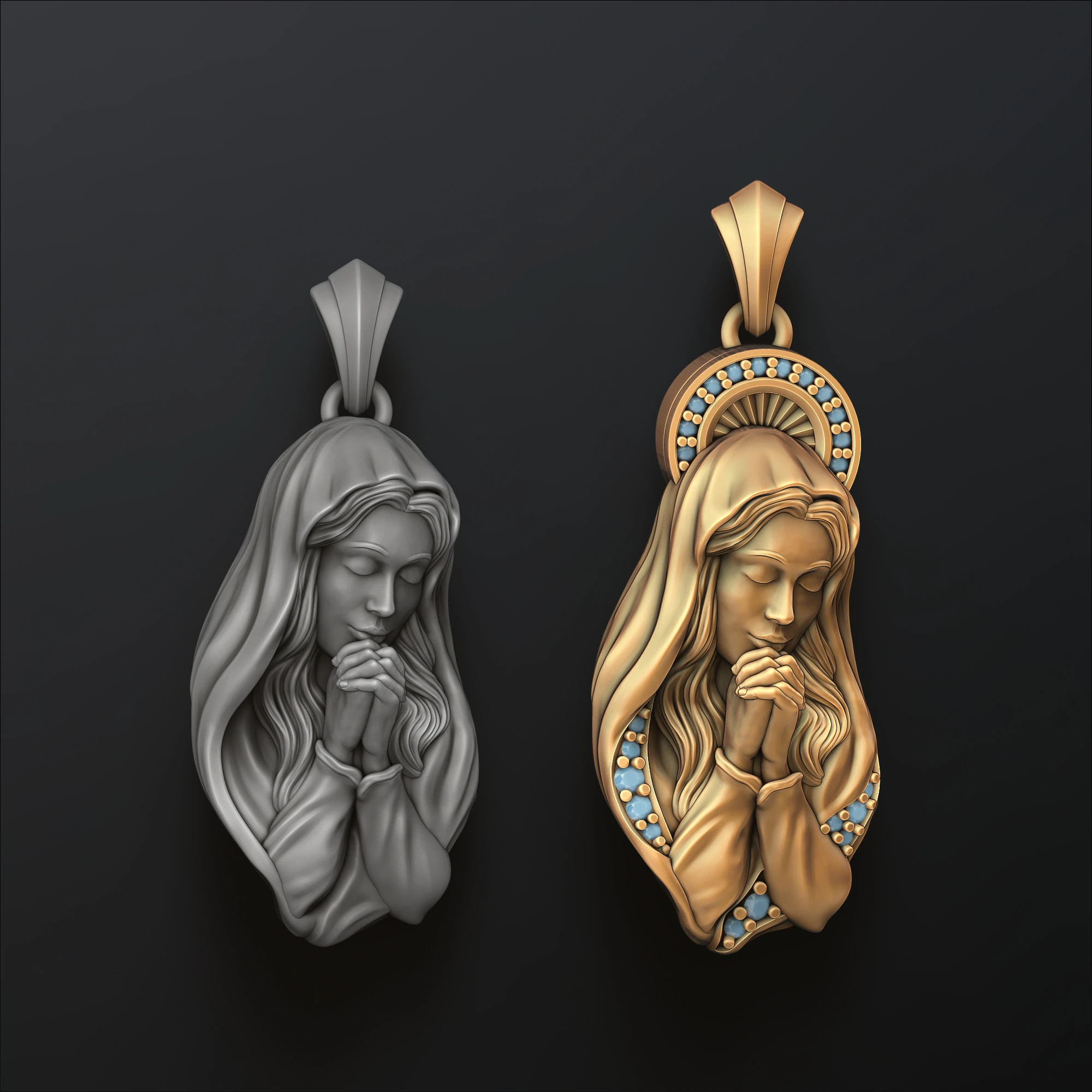 Saint Holy Virgin Mary Pendants Pack 3D print model 3D Print Model .c4d .max .obj .3ds .fbx .stl .blend 