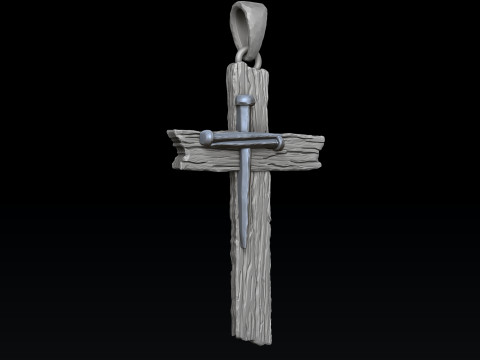 Wooden Cross Pendant v2 3D print model Model Cetak 3D