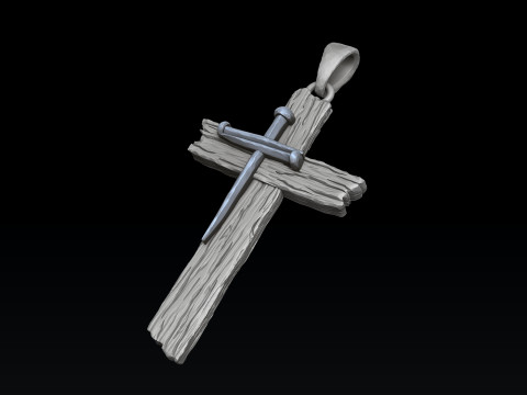 Wooden Cross Pendant v2 3D print model Model Cetak 3D