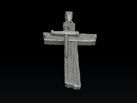 Wooden Cross Pendant v2 3D print model Model Cetak 3D