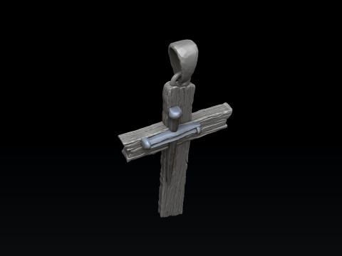 Wooden Cross Pendant v2 3D print model Model Cetak 3D