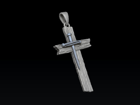 Wooden Cross Pendant v2 3D print model Model Cetak 3D