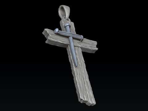 Wooden Cross Pendant v2 3D print model Model Cetak 3D