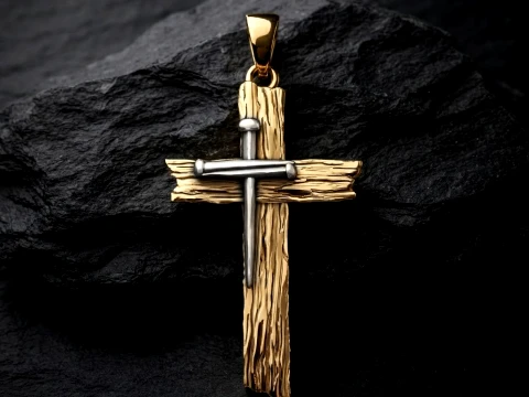 Wooden Cross Pendant v2 3D print model 3D Print Model