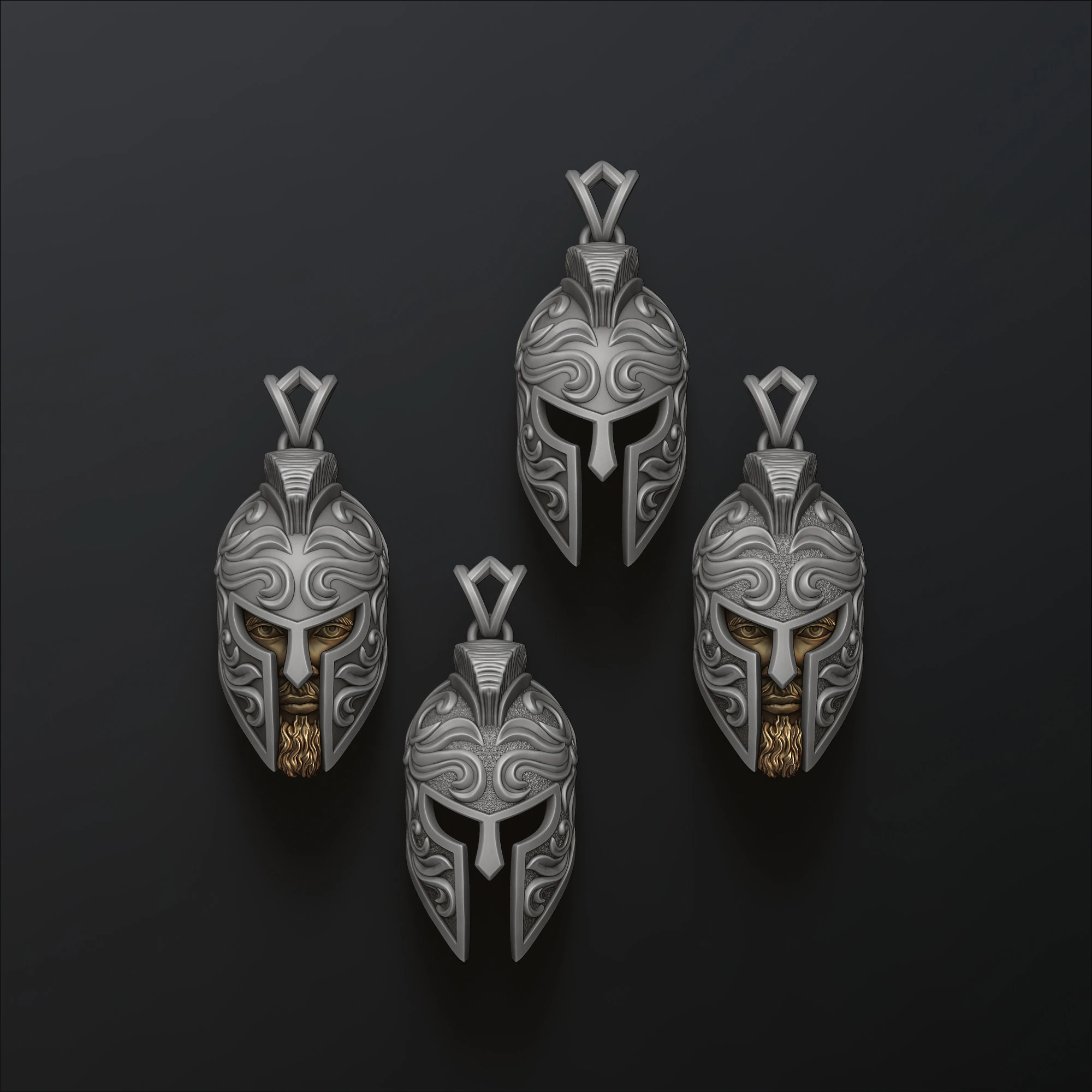 Warrior Helmet pendant v3 3D print model 3D Print Model .c4d .max .obj .3ds .fbx .stl .blend