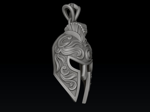 Warrior Helmet pendant v3 3D print model 3D Print Model