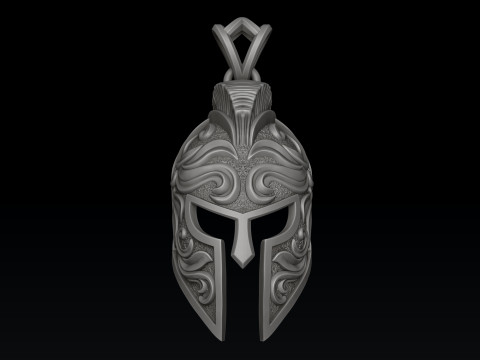 Warrior Helmet pendant v3 3D print model 3D Print Model