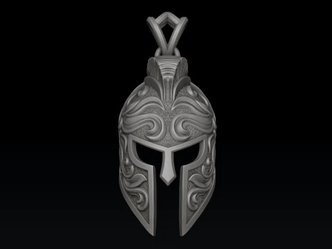 Warrior Helmet pendant v3 3D print model 3D Print Model