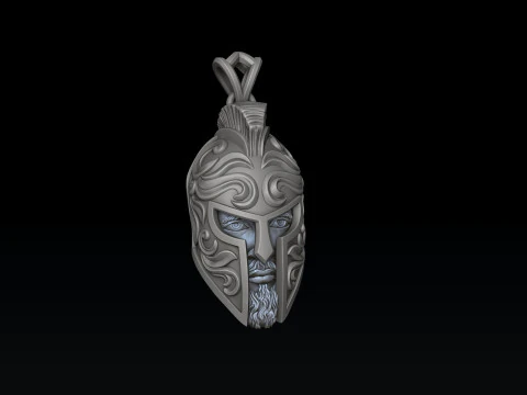 Warrior Helmet pendant v3 3D print model 3D Print Model