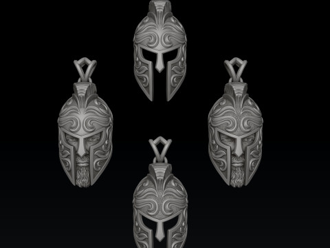 Warrior Helmet pendant v3 3D print model 3D Print Model