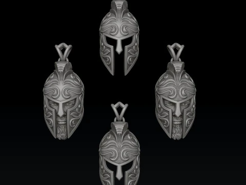 Warrior Helmet pendant v3 3D print model 3D Print Model