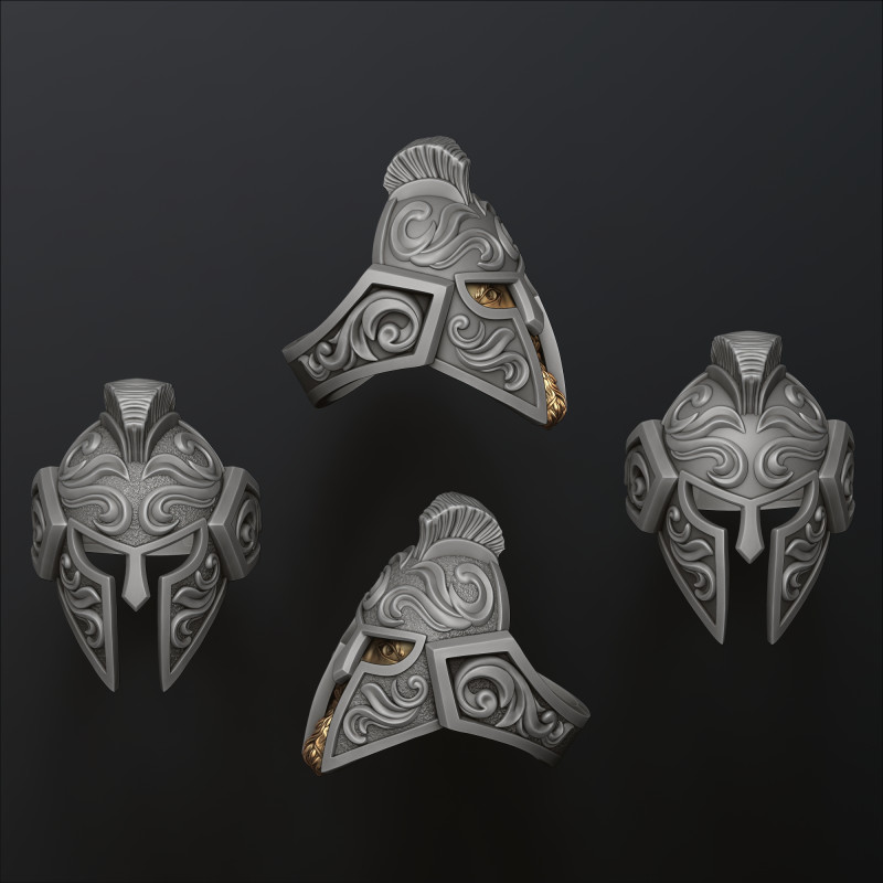 Warrior Helmet Ring v3 3D print model 3D प्रिंट मॉडल .c4d .max .obj .3ds .fbx .stl .blend