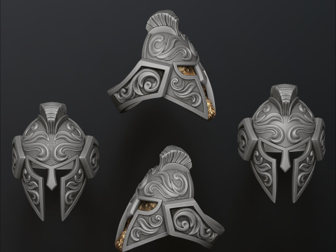 Warrior Helmet Ring v3 3D print model Modello di stampa 3D