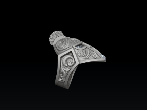 Warrior Helmet Ring v3 3D print model 3D प्रिंट मॉडल