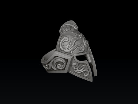 Warrior Helmet Ring v3 3D print model 3D प्रिंट मॉडल