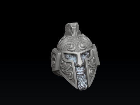Warrior Helmet Ring v3 3D print model 3D प्रिंट मॉडल
