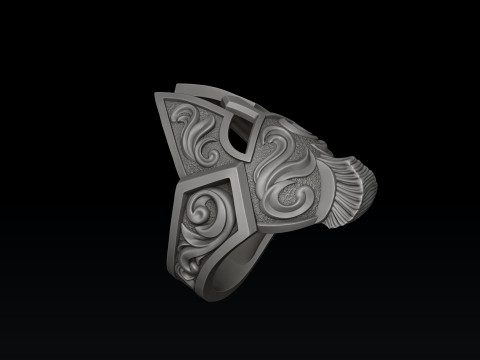 Warrior Helmet Ring v3 3D print model 3D प्रिंट मॉडल