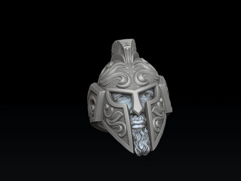 Warrior Helmet Pendant Ring v3 Collection 3D print model 3D Print Model