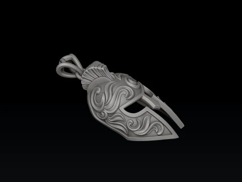 Warrior Helmet Pendant Ring v3 Collection 3D print model 3D Print Model