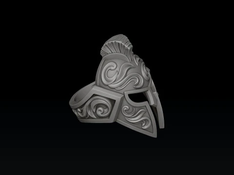 Warrior Helmet Pendant Ring v3 Collection 3D print model 3D Print Model