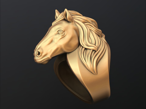 Horse Head Ring 3D print model Modello di stampa 3D