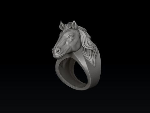 Horse Head Ring 3D print model 3D Baskı Modeli