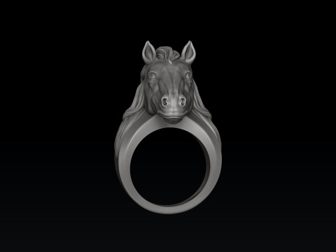 Horse Head Ring 3D print model 3D Baskı Modeli