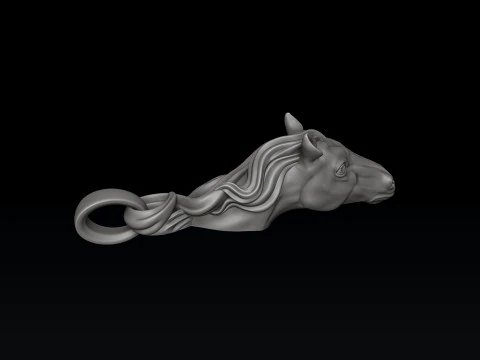 Modello di stampa 3D con ciondolo testa di cavallo Modello di stampa 3D