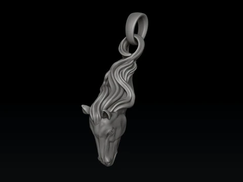 Modello di stampa 3D con ciondolo testa di cavallo Modello di stampa 3D
