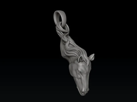Modello di stampa 3D con ciondolo testa di cavallo Modello di stampa 3D