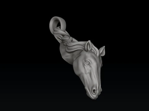 Modello di stampa 3D con ciondolo testa di cavallo Modello di stampa 3D