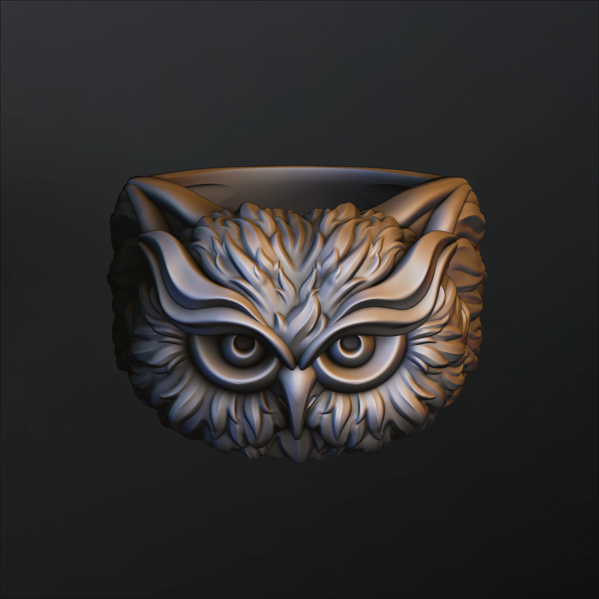 Owl Ring v2 3D print model 3D Print Model .c4d .max .obj .3ds .fbx .stl .blend 