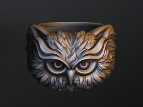 Owl Ring v2 3D print model Modello di stampa 3D