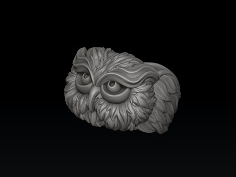 Owl Ring v2 3D print model 3Dプリントモデル