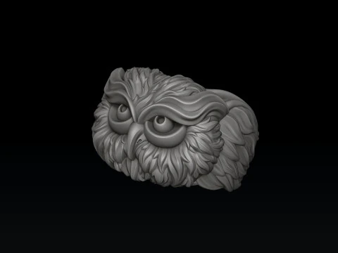 Owl Ring v2 3D print model 3D Print Model