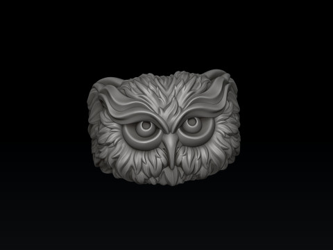 Owl Ring v2 3D print model 3Dプリントモデル