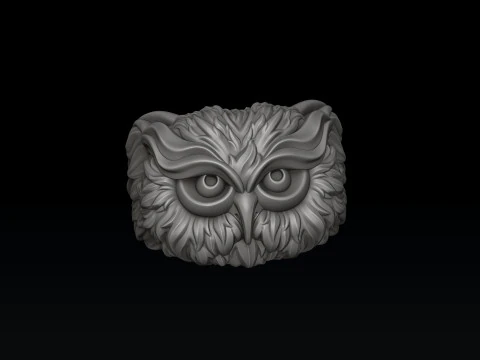 Owl Ring v2 3D print model 3D Print Model