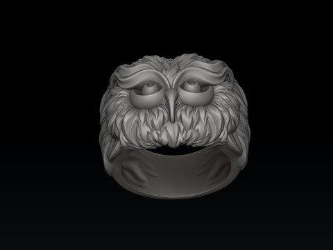 Owl Ring v2 3D print model 3Dプリントモデル