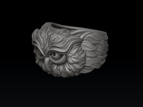 Owl Ring v2 3D print model 3Dプリントモデル