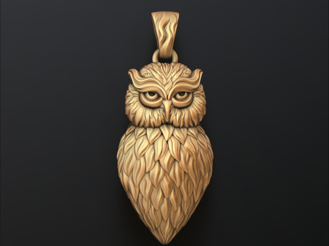 Owl Pendant v2 3D print model Model Cetak 3D