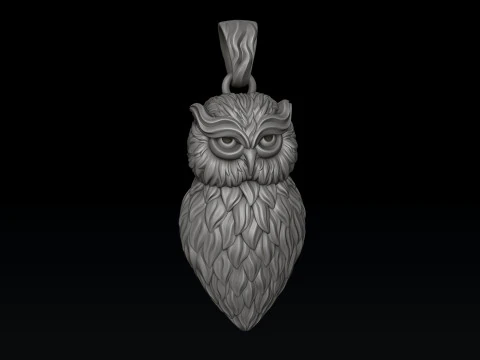 Owl Pendant v2 3D print model 3D Print Model