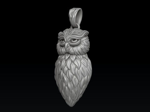 Owl Pendant Ring v2 Collection 3D print models 3Dプリントモデル
