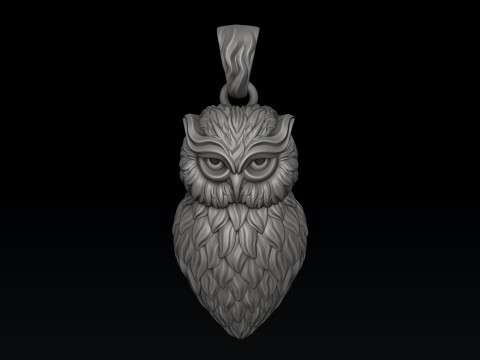 Owl Pendant Ring v2 Collection 3D print models 3Dプリントモデル