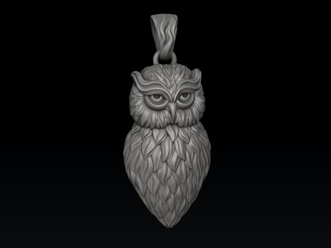 Owl Pendant Ring v2 Collection 3D print models 3Dプリントモデル