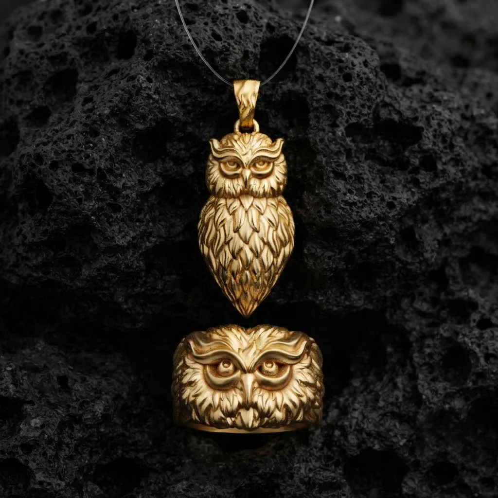 Owl Pendant Ring v2 Collection 3D print models 3D Print Model .c4d .max .obj .3ds .fbx .stl .blend