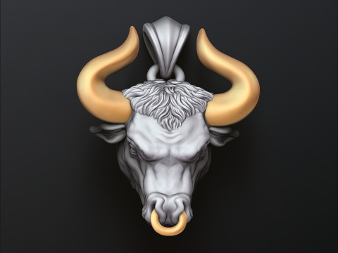 Bull Pendant 3D print model Model Cetak 3D