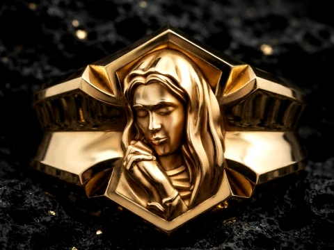 3D-Druckmodell „Betender Heiliger Maria-Ring“. 3D Druckmodell